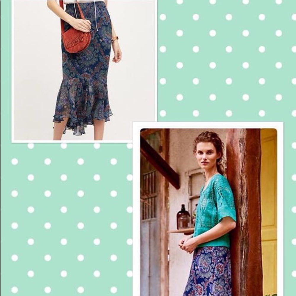 NWOT Anthropologie Vanessa Virginia Paisley Skirt